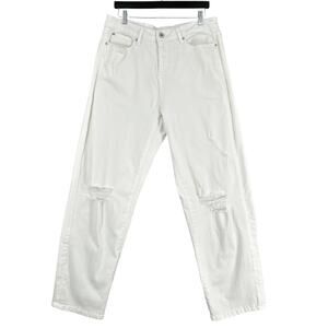 INC‎ International Concepts White Distressed 5 Pocket Design Jeans Pants Size 14